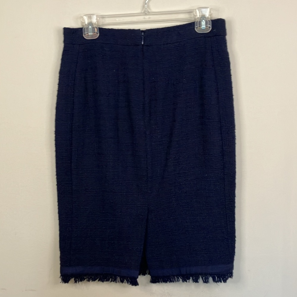 J Crew navy tweed fringe pencil skirt - Picture 4 of 8